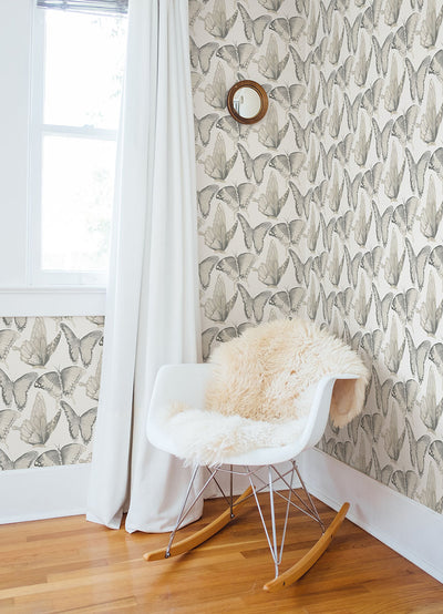 product image for Janetta Grey Butterfly Wallpaper from the Thoreau Collection by Brewster 7