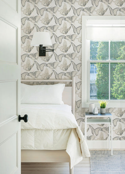 product image for Janetta Grey Butterfly Wallpaper from the Thoreau Collection by Brewster 24