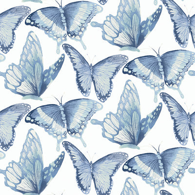 product image of Janetta Blue Butterfly Wallpaper from the Thoreau Collection by Brewster 525