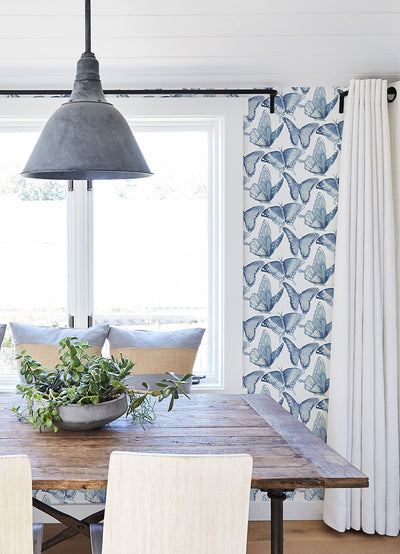 product image for Janetta Blue Butterfly Wallpaper from the Thoreau Collection by Brewster 58
