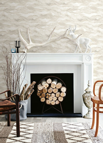 product image for Cirrus Beige Wave Wallpaper from the Thoreau Collection by Brewster 37