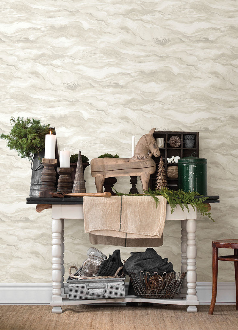 media image for Cirrus Beige Wave Wallpaper from the Thoreau Collection by Brewster 28
