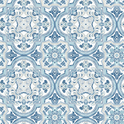 product image of Concord Blue Medallion Wallpaper from the Thoreau Collection by Brewster 598