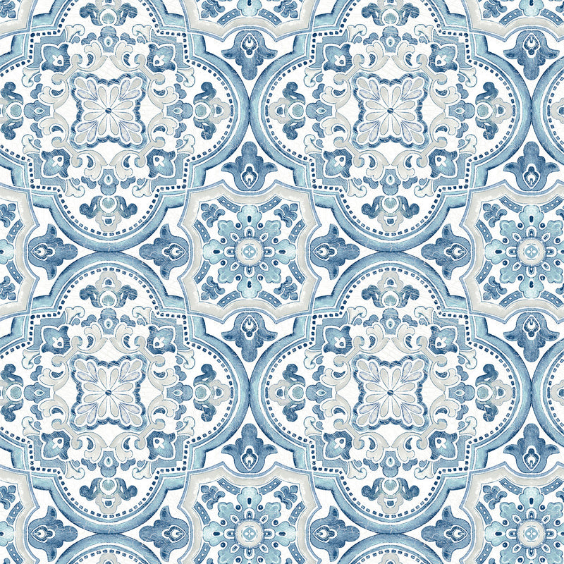 media image for Concord Blue Medallion Wallpaper from the Thoreau Collection by Brewster 229