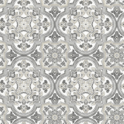 product image of sample concord black medallion wallpaper from the thoreau collection by brewster 1 521