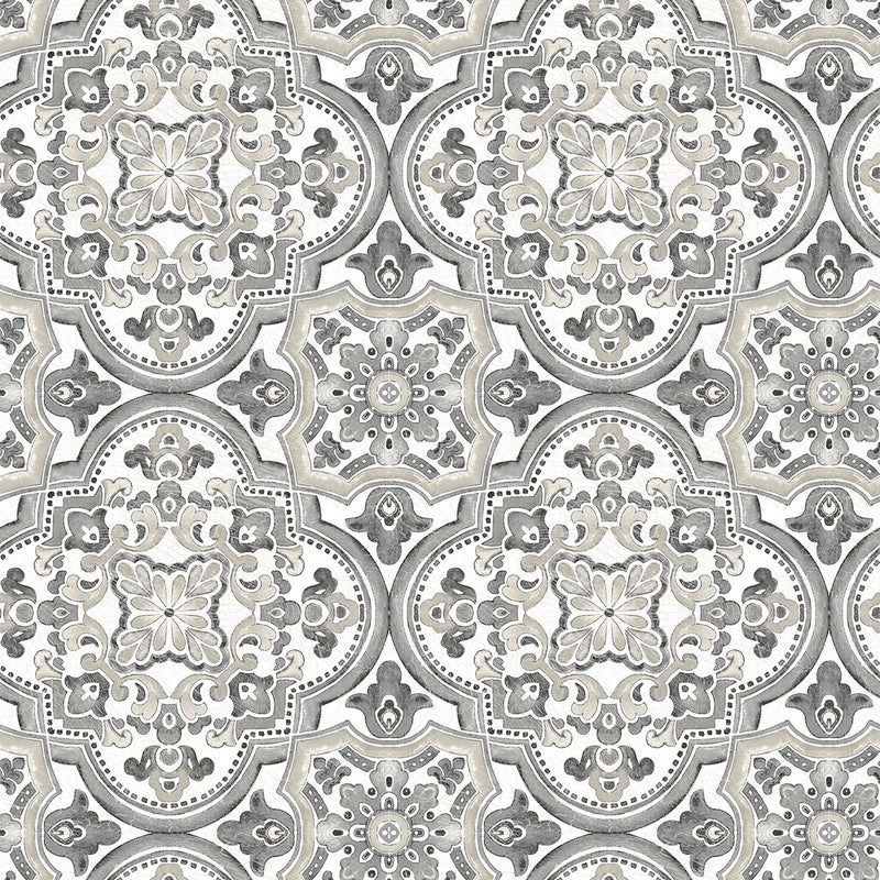 media image for Concord Black Medallion Wallpaper from the Thoreau Collection by Brewster 278