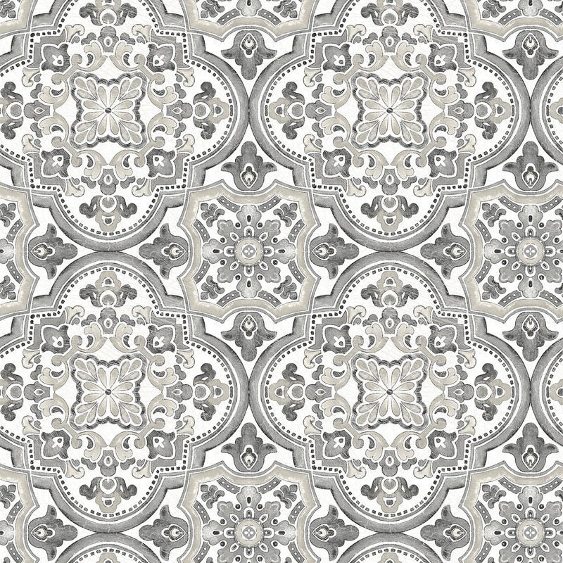 media image for Concord Black Medallion Wallpaper from the Thoreau Collection by Brewster 278