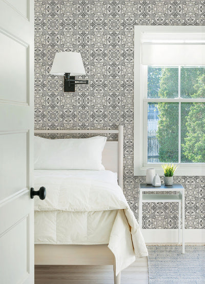 product image for Concord Black Medallion Wallpaper from the Thoreau Collection by Brewster 43
