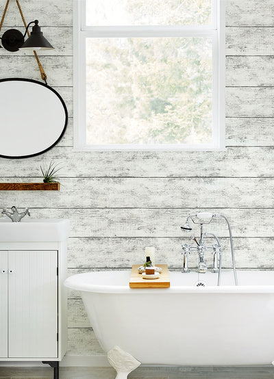 product image for Cabin White Wood Planks Wallpaper from the Thoreau Collection by Brewster 32
