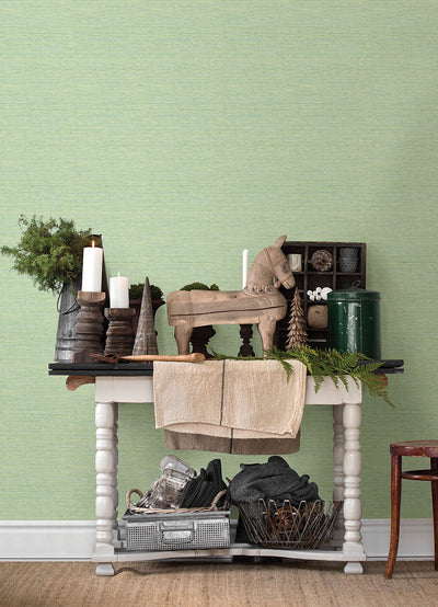 product image for Agave Green Faux Grasscloth Wallpaper from the Thoreau Collection by Brewster 13