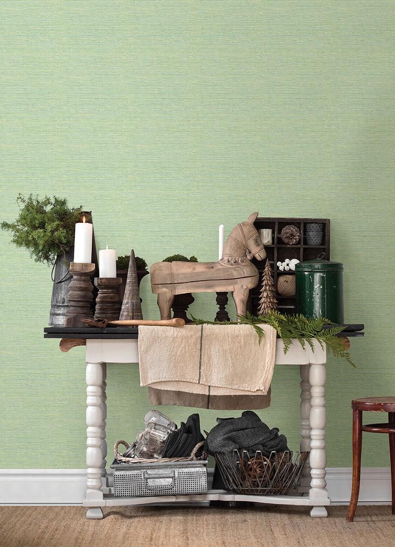 media image for Agave Green Faux Grasscloth Wallpaper from the Thoreau Collection by Brewster 242