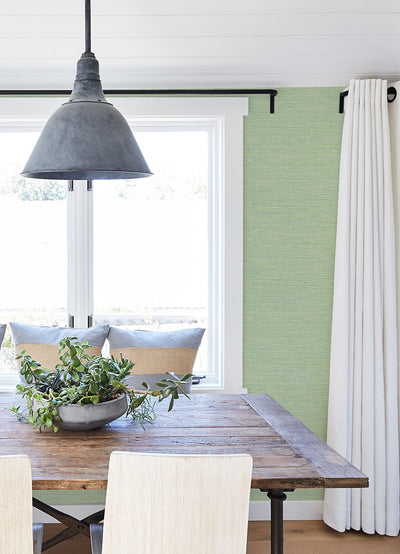 product image for Agave Green Faux Grasscloth Wallpaper from the Thoreau Collection by Brewster 18