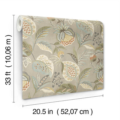 product image for Bohemian Taupe Jacobean Wallpaper 98