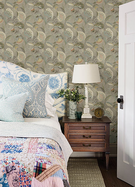 media image for Bohemian Taupe Jacobean Wallpaper 269