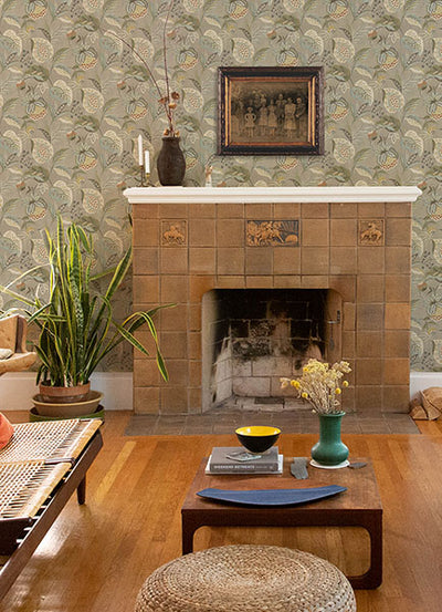 product image for Bohemian Taupe Jacobean Wallpaper 10