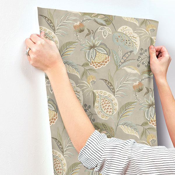 media image for Bohemian Taupe Jacobean Wallpaper 25