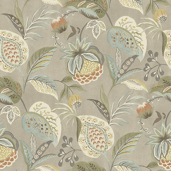 media image for Bohemian Taupe Jacobean Wallpaper 24