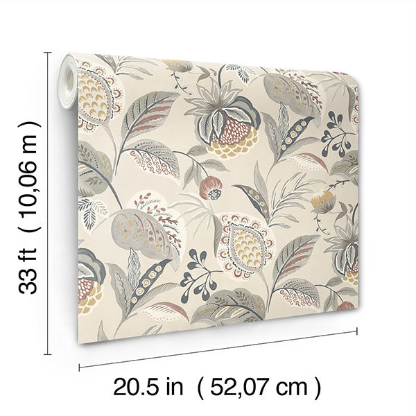 media image for Bohemian Grey Jacobean Wallpaper 279