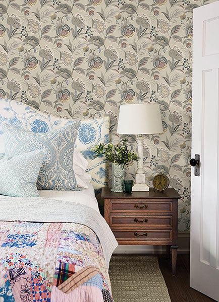 media image for Bohemian Grey Jacobean Wallpaper 25