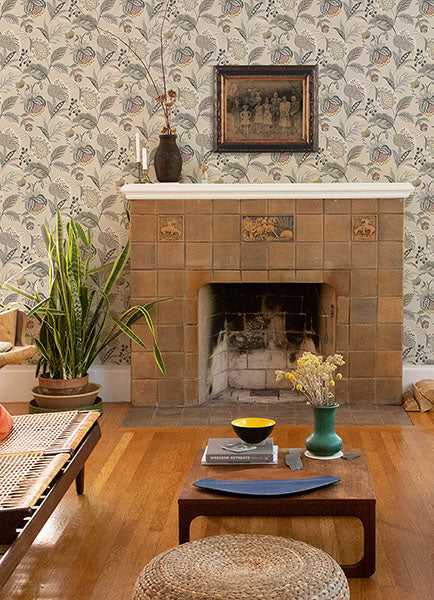 media image for Bohemian Grey Jacobean Wallpaper 247