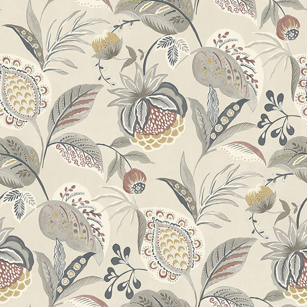 media image for Bohemian Grey Jacobean Wallpaper 274