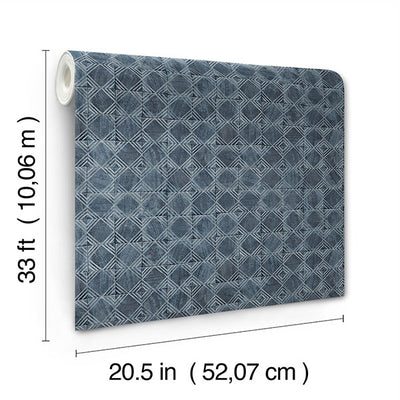 product image for Button Block Navy Geometric Wallpaper 85