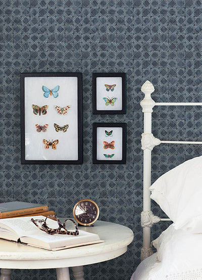 product image for Button Block Navy Geometric Wallpaper 82