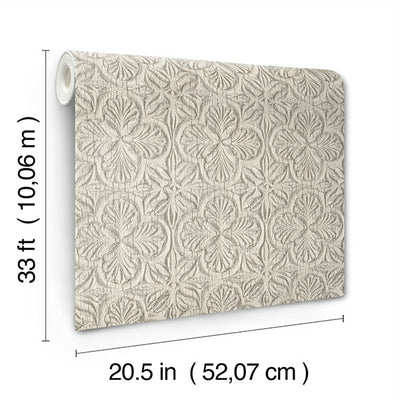 product image for Karachi Taupe Wooden Damask Wallpaper 92