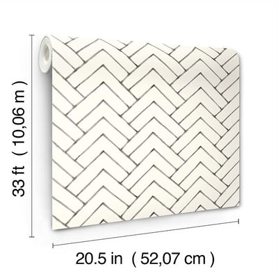 product image for Oswin Black Tiered Herringbone Wallpaper 25