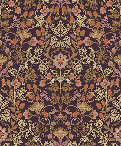product image for Lila Peach Strawberry Floral Wallpaper from the Posy Collection by Brewster 67