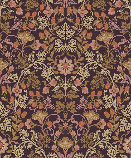 media image for Lila Peach Strawberry Floral Wallpaper from the Posy Collection by Brewster 293