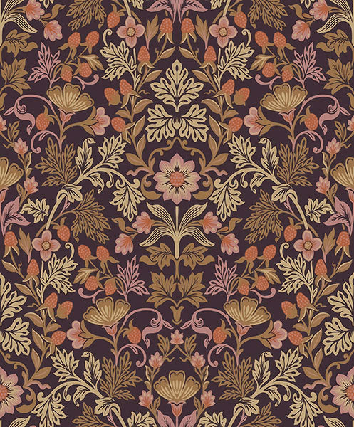 media image for Lila Peach Strawberry Floral Wallpaper from the Posy Collection by Brewster 232
