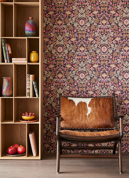 media image for Lila Peach Strawberry Floral Wallpaper from the Posy Collection by Brewster 237