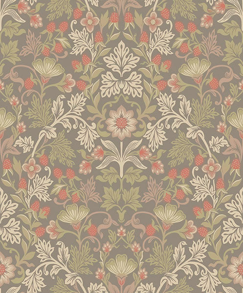 media image for sample lila moss strawberry floral wallpaper from the posy collection by brewster 1 248