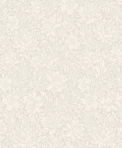 product image of sample zahara light grey floral wallpaper from the posy collection by brewster 1 50