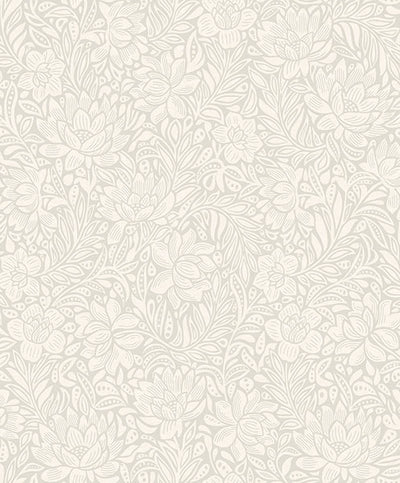 product image of sample zahara light grey floral wallpaper from the posy collection by brewster 1 50