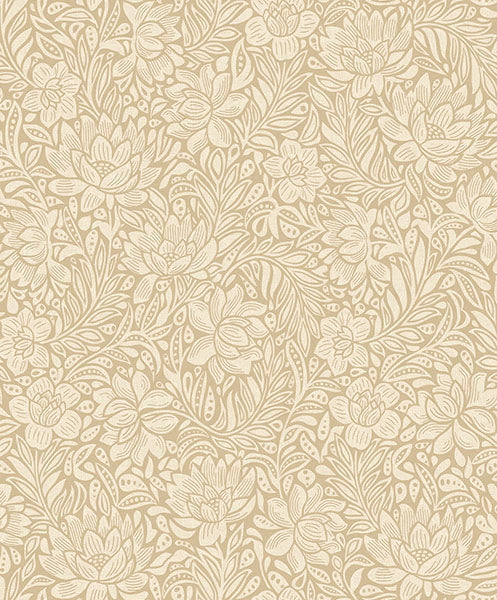 media image for sample zahara wheat floral wallpaper from the posy collection by brewster 1 299