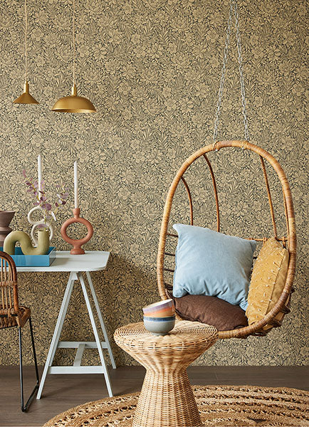 media image for Zahara Chocolate Floral Wallpaper from the Posy Collection by Brewster 23
