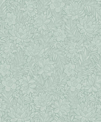 product image for Zahara Seafoam Floral Wallpaper from the Posy Collection by Brewster 17