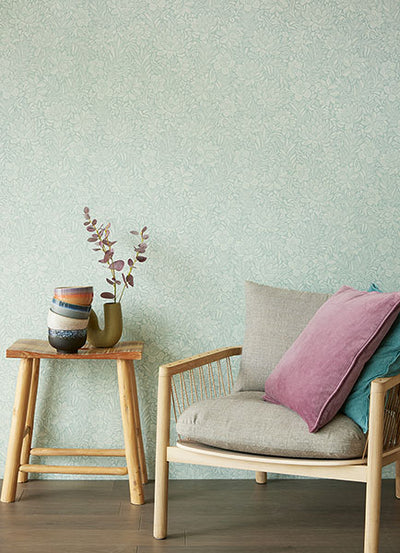 product image for Zahara Seafoam Floral Wallpaper from the Posy Collection by Brewster 76