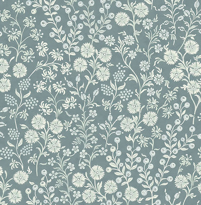 product image of Liana Teal Trail Wallpaper from the Posy Collection by Brewster 550