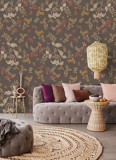 product image of Chocolate Gran Broderies Wall Mural from the Posy Collection by Brewster 55