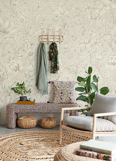 product image for Cream Rosarium Wall Mural from the Posy Collection by Brewster 10