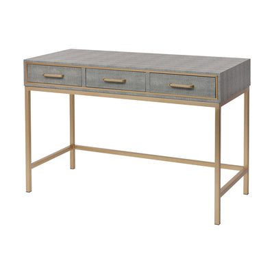 product image of Sands Point 3-Drawer Desk in Grey and Gold by Burke Decor Home 590