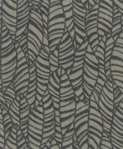 product image of Leaves Black/Brown Wallpaper from Serene Collection by Galerie Wallcoverings 516