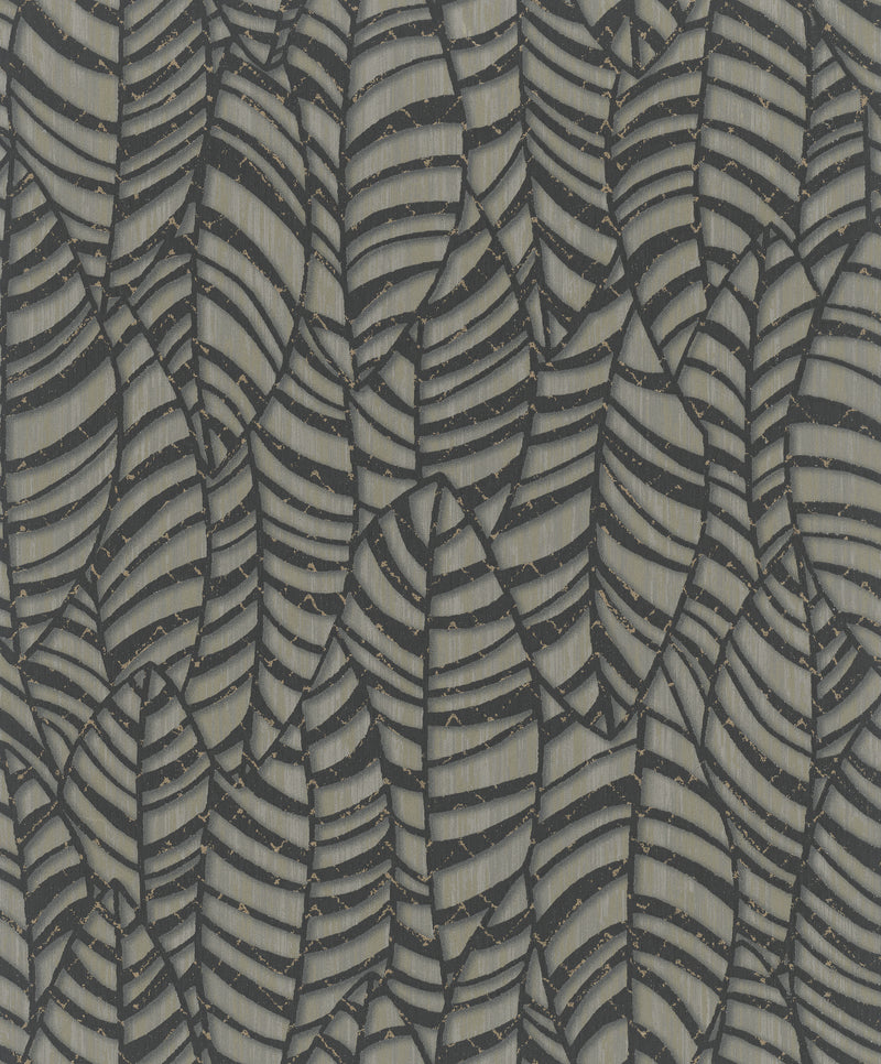 media image for Leaves Black/Brown Wallpaper from Serene Collection by Galerie Wallcoverings 278