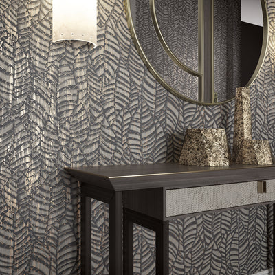 product image for Leaves Black/Brown Wallpaper from Serene Collection by Galerie Wallcoverings 80
