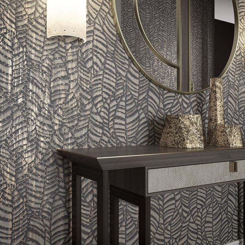 media image for Leaves Black/Brown Wallpaper from Serene Collection by Galerie Wallcoverings 242