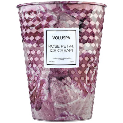 product image of 2 Wick Tin Table Candle in Rose Petal Ice Cream design by Voluspa 526