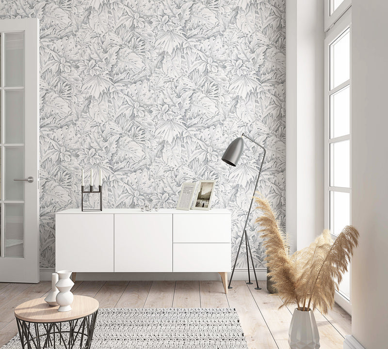 media image for Jungle Leaves Grey Wallpaper from Eden Collection by Galerie Wallcoverings 291